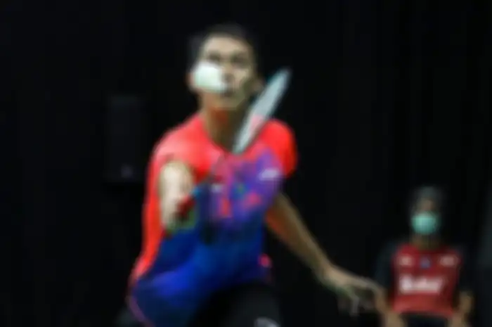Ilustrasi Pebulu tangkis tunggal putra, Jonatan Christie pada sesi pagi PBSI Home Tournament, Kamis (9/7/2020).