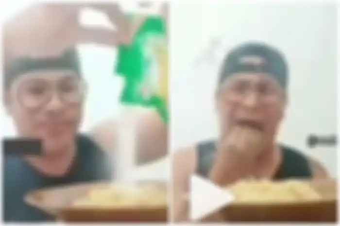 Aksi sang youtuber makan mie instan lauk detergen