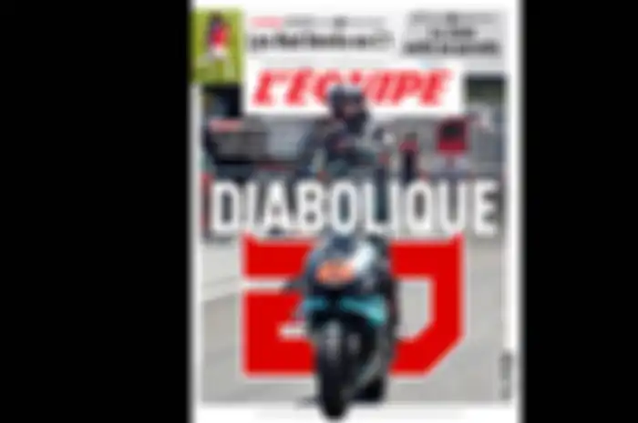 Fabio Quartararo kembali jadi sampul depan terbitan L'Equipe Prancis setelah jadi juara MotoGP Andalusia 2020. Ini kedua kalinya Fabio Quartararo jadi model sampul depan