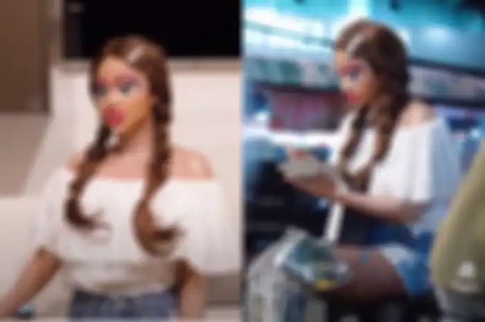 Penampilan Dewi Perssik saat melakukan social experiment