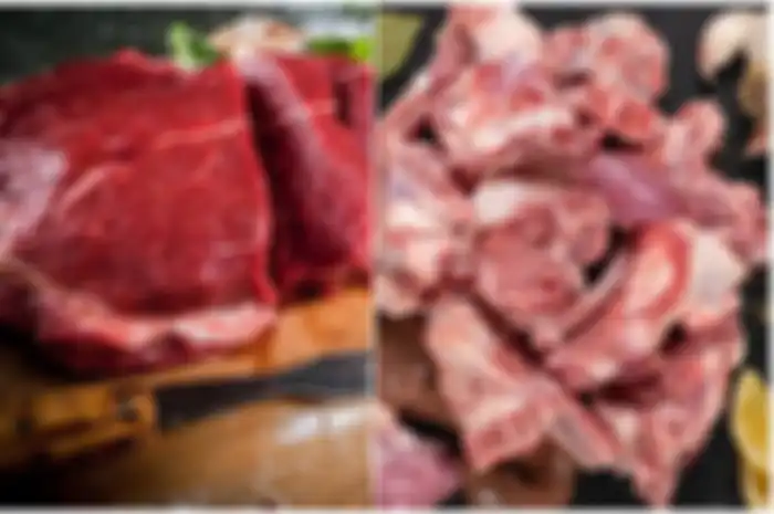 Daging Sapi (kiri) dan Daging Kambing (kanan)