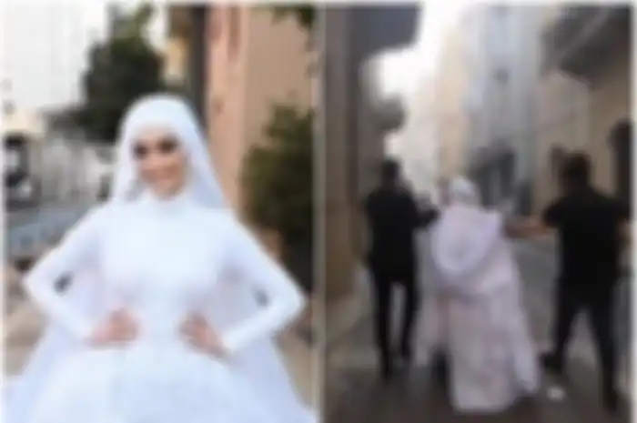Pengantin perempuan yang terempas saat detik-detik ledakan Beirut Lebanon