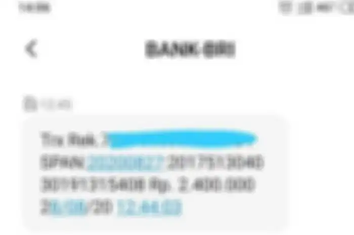 SMS notifikasi dari Bank BRI bahwa bantuan Rp 2,4 juta dari pemerintah masuk rekening anda