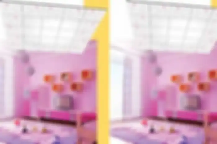 Ilustrasi pengaplikasian plafon motif di kamar anak.