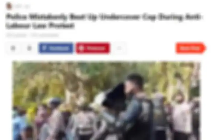 Tangkapan layar dari laman pemberitaan 9gag pada 4 hari lalu yang memberitakan polisi yang nyamar jadi mahasiswa saling adu jotos saat demo tolak omnibus law. 