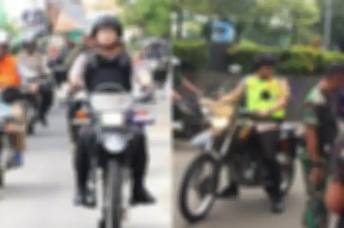 AKBP Harun menggunakan Suzuki DR200 (kiri), Kombes Pol Hengki Haryadi (kanan)