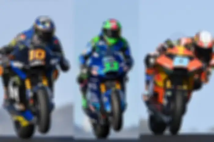 Tiga pembalap Moto2, Luca Marini (kiri); Enea Bastianini (tengah) dan Jorge Martini (kanan) naik kelas ke MotoGP 2021, cuma satu pembalap yang gak ganti nomor start