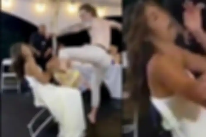 Viral pengantin pria tendang wajah mempelai wanita di pesta pernikahan mereka. 