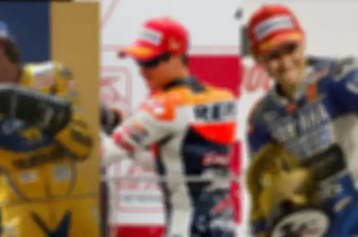 Ternyata Valentino Rossi (kiri) pembalap MotoGP pertama yang raih kemenangan terbanyak dalam semusim tapi gagal jadi juara dunia MotoGP. Diikuti Dani Pedrosa (tengah) dan Jorge Lorenzo (kanan)