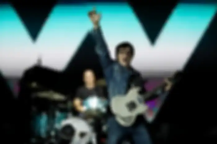 Rivers Cuomo of the band Weezer performs at the Rock in Rio music festival in Rio de Janeiro, Brazil, Saturday, Sept. 28, 2019. (AP Photo/Leo Correa)