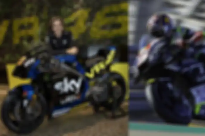 Livery motor MotoGP Luca Marini musim 2021 (kiri) bakal mengubah livery skuat Esponsorama Racing musim ini (kanan). Bikin penasaran saja nih