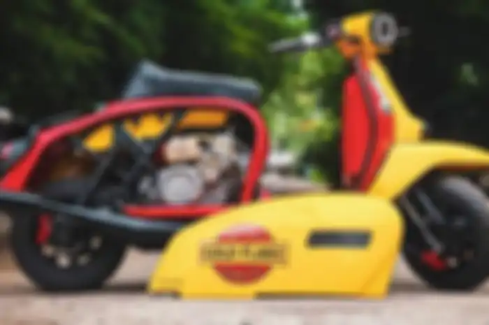 Modifikasi skuter Lambretta, telan mesin 350cc 2 silinder 2 tak, tenaga tembus 65 DK!