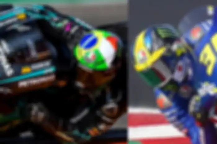 Franco Morbidelli (kiri) dan Joan Mir (kanan) kontribusi helm AGV yang jadi andalan kedua pembalap MotoGP musim lalu