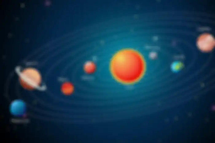 Ilustrasi Matahari dan planet dalam sistem Tata Surya