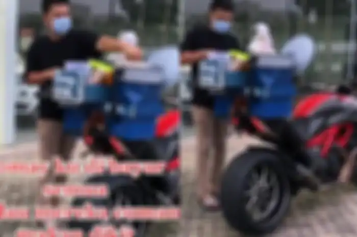 Ahmad Theo Hendra jualan siomay pakai moge Ducati Diavel