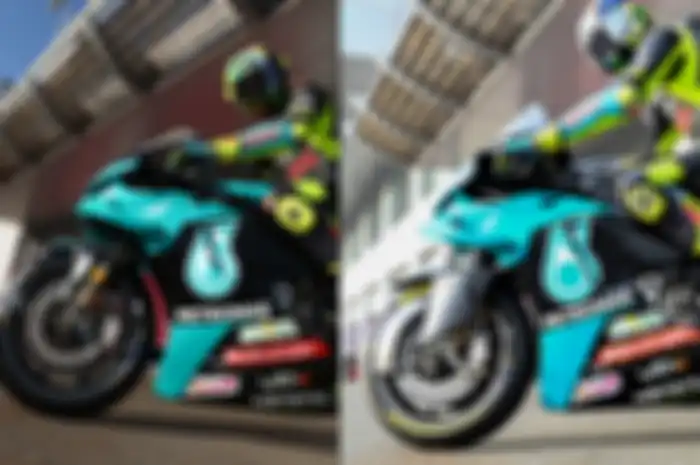 Penampakan aerodinamika baru motor MotoGP Valentino Rossi di tes pramusim MotoGP 2021 Qatar (kanan) mendongkrak top speed motor M1, perangkat aerodinamika M1 standar (kiri)