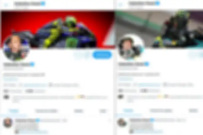 Ditegur MOTOR Plus-online, Valentino Rossi ganti foto profil media sosial Twitter. Penampilan profil lama (kiri) dan profil yang baru (kanan)