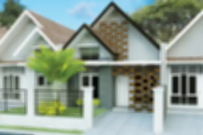 Ilustrasi di dinding luar rumah dan pagar. 