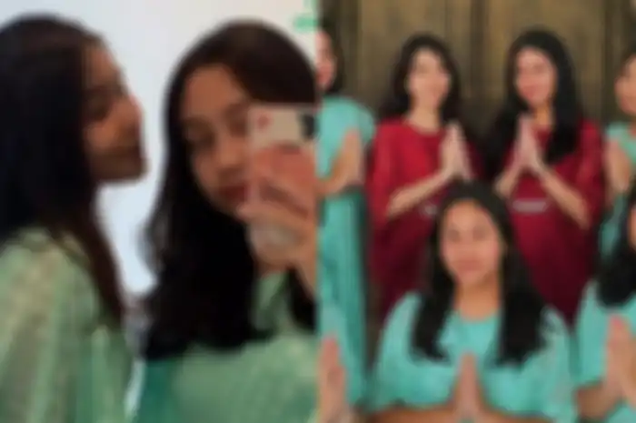 Fashion lebaran putri Mayangsari, Khirani Trihatmodjo, kenakan kaftan tosca