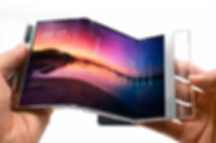 Tampilan layar Samsung berbentuk huruf S.