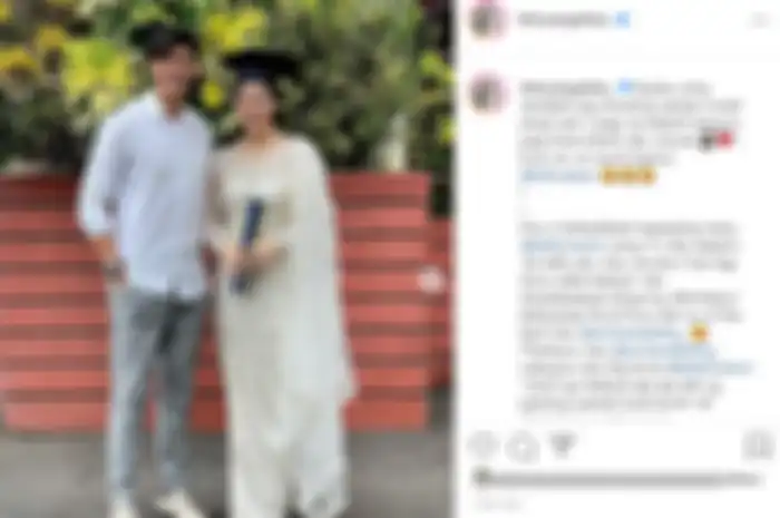 Caesar Hito temani Felicya Angelista di hari wisudanya