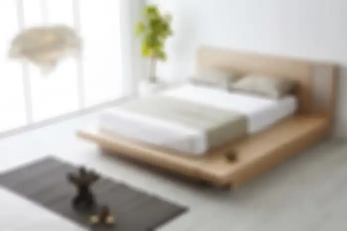 Ilustrasi desain kamar tidur simpel di rumah minimalis. 