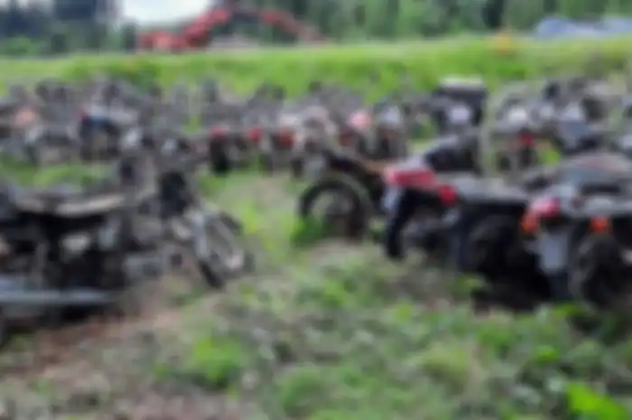Kolektor geger, ratusan motor lawas dijual terparkir di hutan dan body karatan.