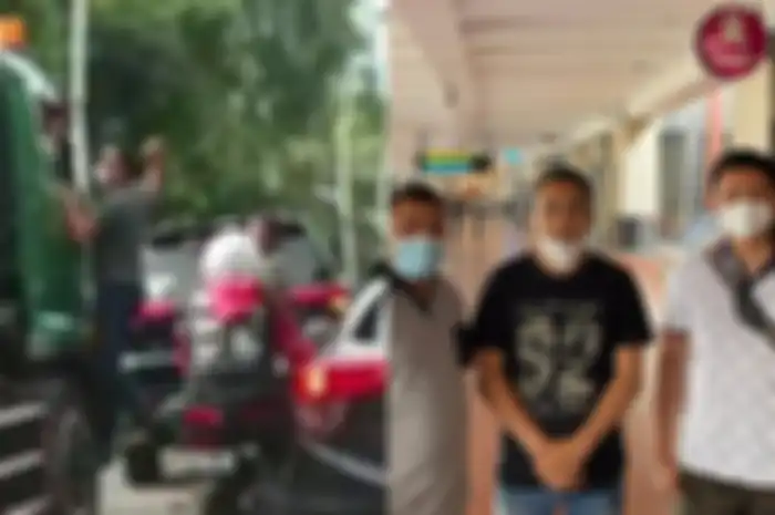 Foto tampang pengemudi Pajero yang menganiaya sopir truk kontainer di Jakarta Utara (kaus hitam). Sempat diduga aparat ternyata pelaku memiliki profesi asli ini.