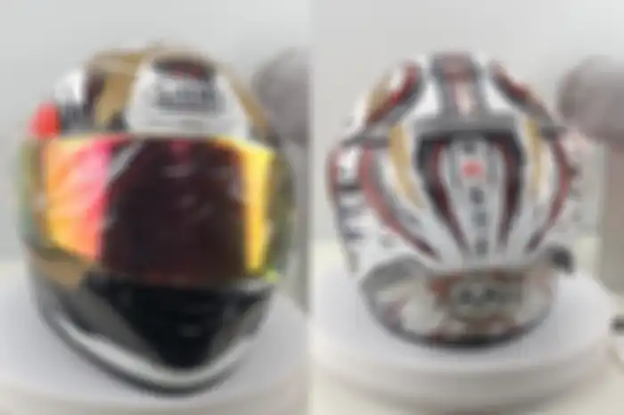 Helm Shoei X-14 Marc Marquez Motegi versi clone alias palsu banyak dijual di pasaran