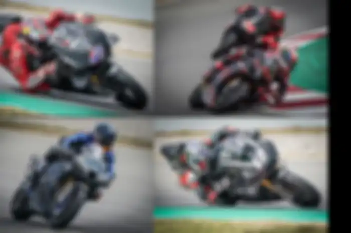 Pembalap MotoGP Jack Miller (kiri atas); Alex Risn (kanan atas); Pol Espargaro (kiri bawah) dan Maverick Vinales (kiri bawah) bunuh bosan libur paruh musim ngegas motor di sirkuit Barcelona-Catalunya