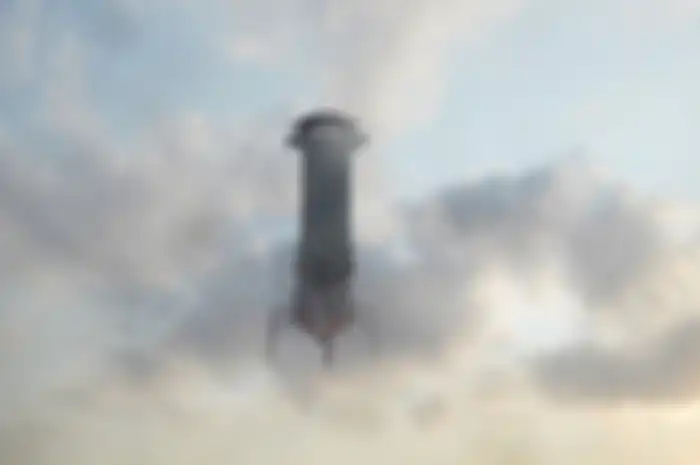 Tampilan bentuk pesawat luar angkasa New Shepard milik Blue Origin yang membawa Jeff Bezos.