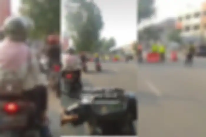 Video viral di media sosial pemotor lolos penyekatan yang dijaga petugas hanya melewati SPBU.