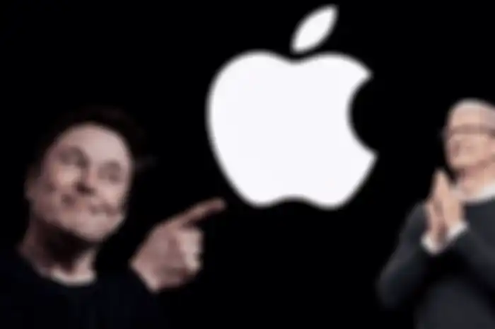 Ilustrasi Elon Musk dan Tim Cook