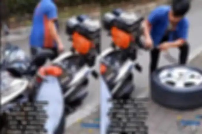 Viral di media sosial Twitter tambal ban keliling pakai motor buka 24 jam, solusi buat ban bocor di jalan.