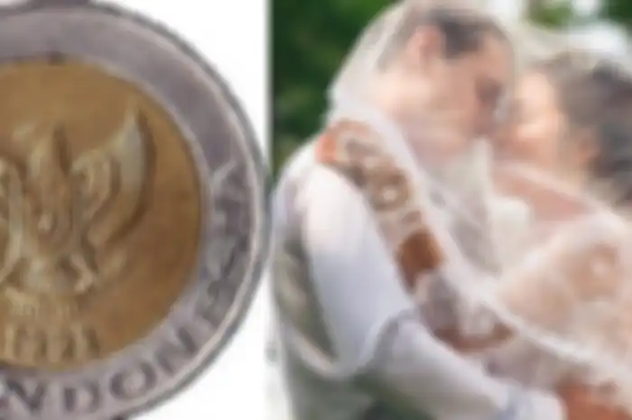 Foto ilustrasi uang koin Rp 1000 dan pengantin 