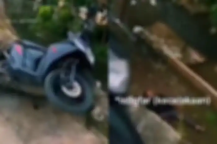 Seorang biker Yamaha Mio M3 jatuh dalam video