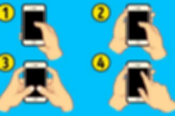 ilustrasi memegang handphone 