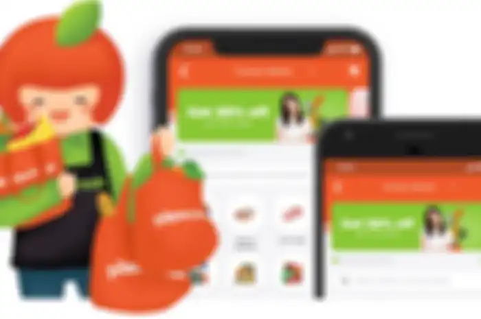 Ilustrasi aplikasi mobile HappyFresh