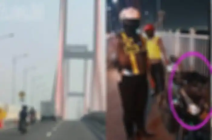 Honda BeAT ditinggal pemotor bunuh diri dengan cara loncat dari Jembatan Suramadu.