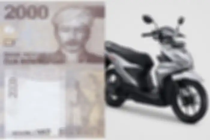 Foto ilustrasi uang kertas Rp 2 ribu dan Honda BeAT.