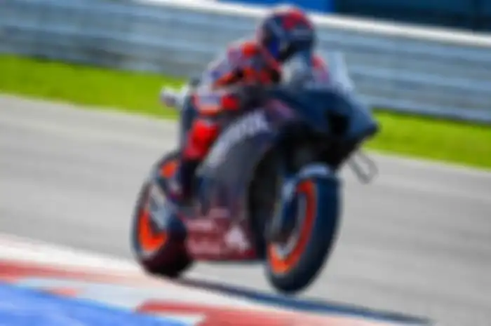 Marc Marquez saat tes motor baru untuk MotoGP 2022.