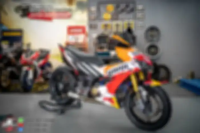 Totalitas modifikasi Honda Winner X, livery Marc Marquez plus pakai turbo dan kaki-kaki moge, gokil nih bro!