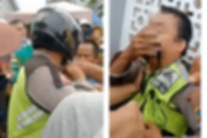 Oknum anggota polisi dikeroyok warga setelah minta uang damai Rp 200 ribu ke pemotor.