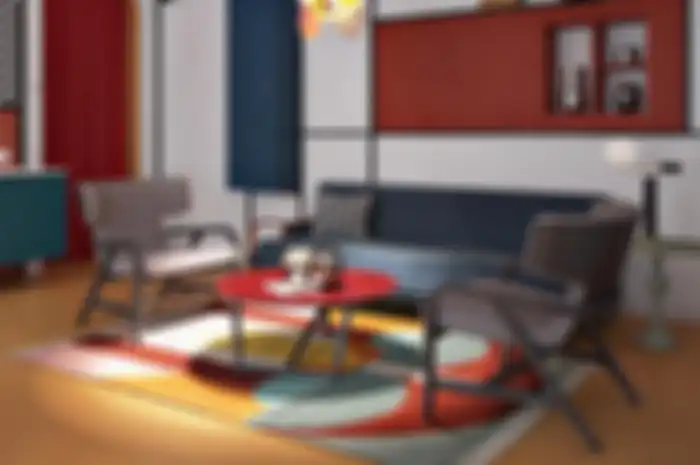 Ilustrasi interior dengan gaya bauhaus