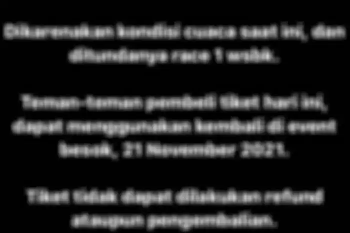 Tiket race 1 WSBK Indonesia 2021 masih berlaku buat besok, yey!
