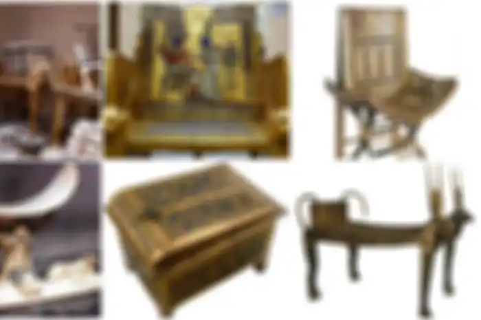 Furnitur pada masa Mesir Kuno yang dibawa ke dalam kuburan orang mati, dan terawetkan dengan baik.