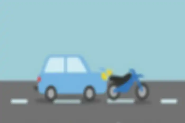 Ilustrasi kecelakaan motor dan mobil.