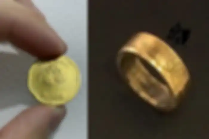 Cincin dari uang logam atau uang koin Rp 500 kuning seperti ema