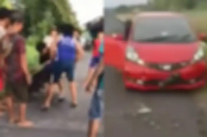 Viral video pemuda balap liar versus pemobil di Blitar, perkara tabrakan ricuh sampai banting motor.