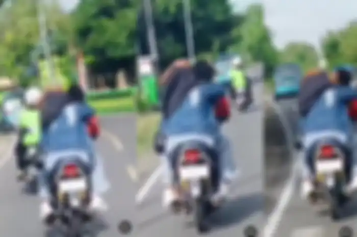 Mesranya video sepasang dua sejoli bercumbu di atas motor Suzuki Smash, langsung diburu oleh Polisi.